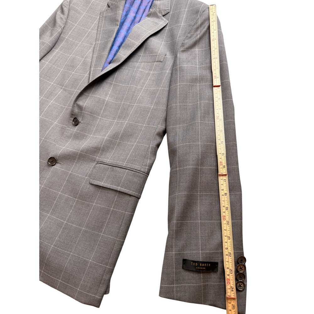 Ted Baker Endurance 40R Gray Windowpane Wool Sport Coat Blazer‎ JAYCI - Picture 6 of 12